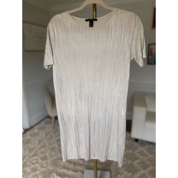 Forever 21 Metallic Mini Dress Champagne Glam Party Wedding Baddie 90s Y2K - Picture 2 of 6